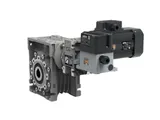 Transtecno TOR-N rotary limit switch mounted on a worm gearmotor with IP66 rated aluminium housing