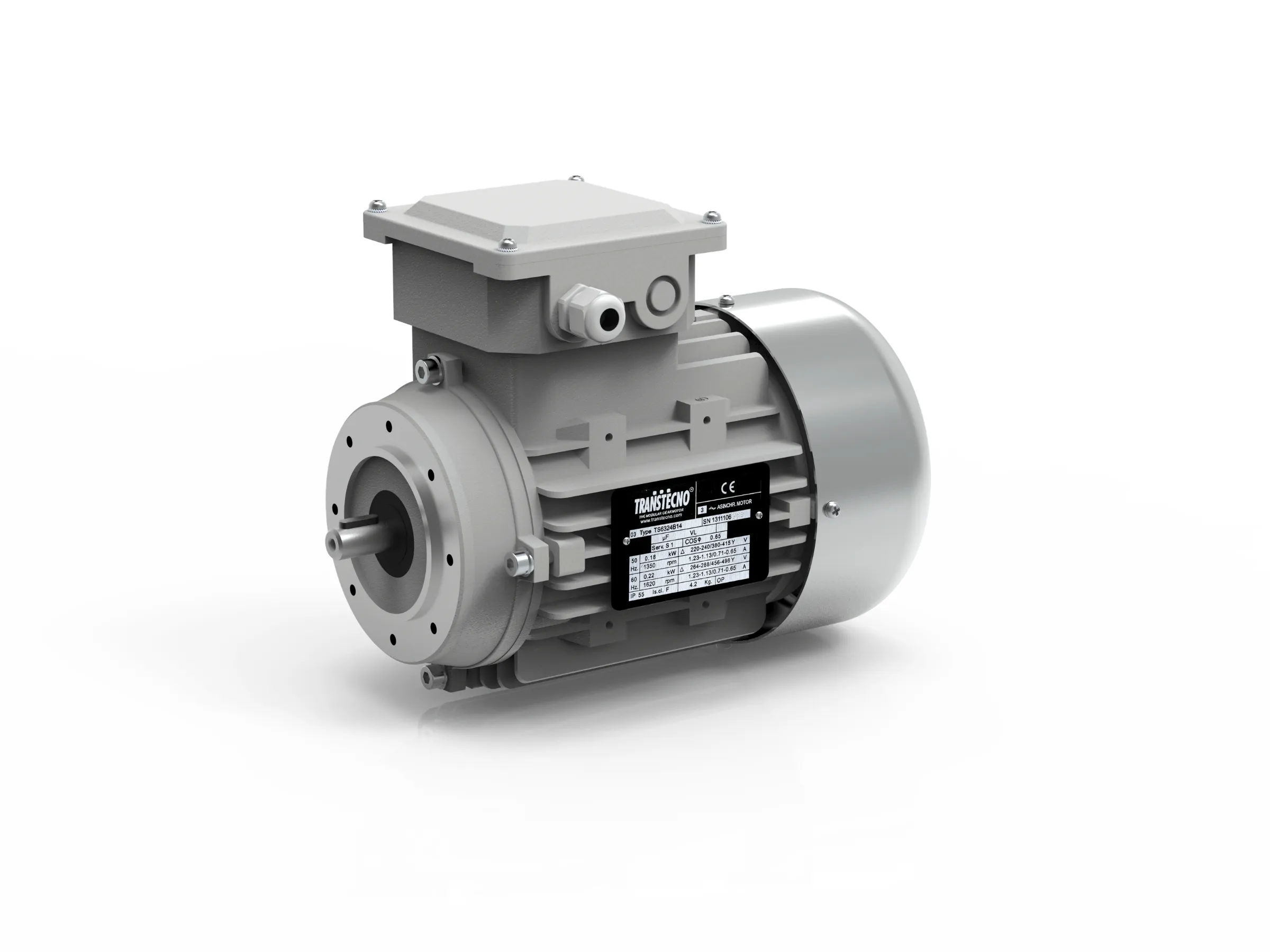 Transtecno TS Series three phase AC electric motor with aluminium frame and flange mounting